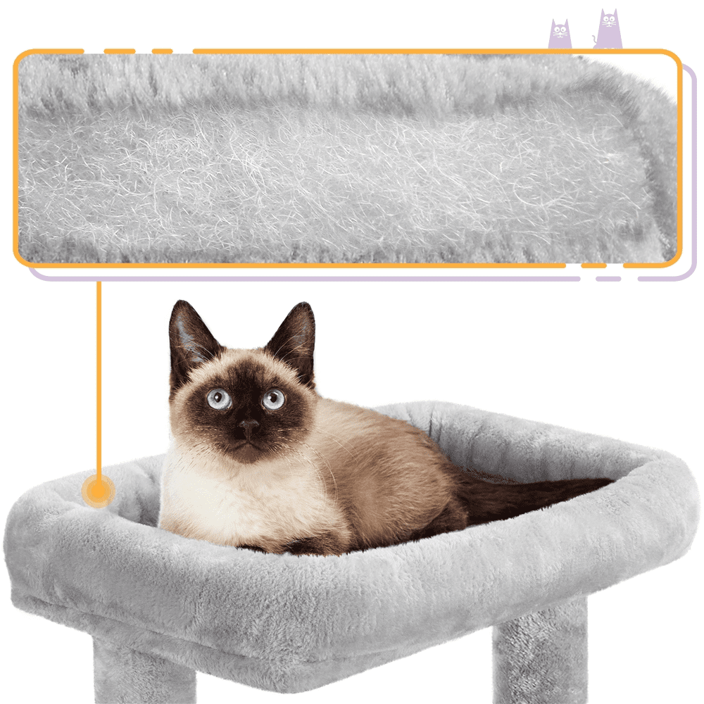 SMILE MART Multi-level Small Cat Tree Tower with Condo， Light Gray