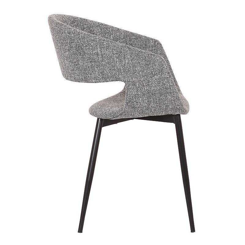 Upholstered Open Back Dining Accent Chair with Metal Angled Legs， Gray