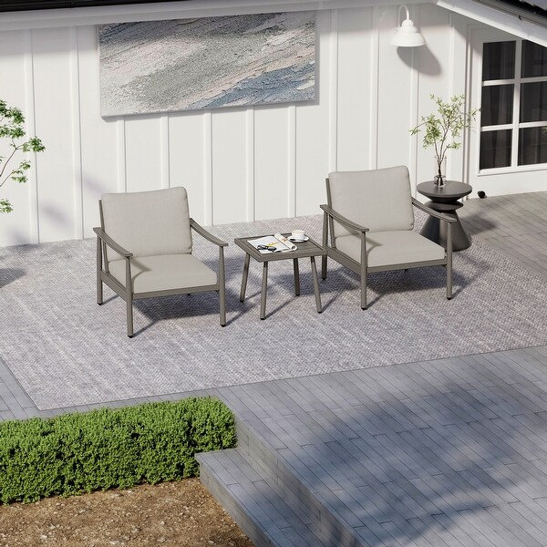 3Piece Aluminum Patio Conversation Set with Webbing Chair Back and Cushions