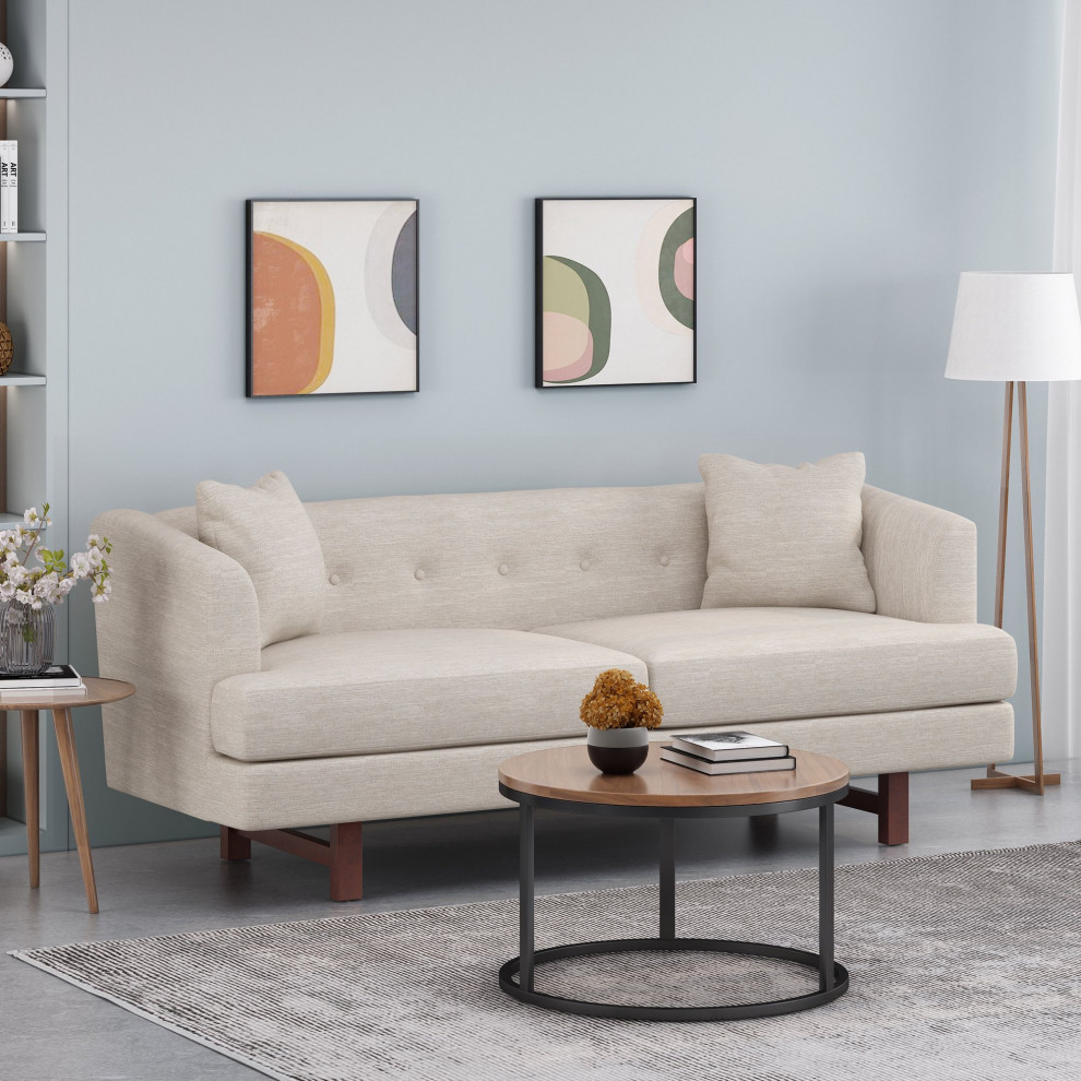 Unique 3 Seater Sofa  Oversized Seat With Buttoned Backrest  ampPillows   Transitional   Sofas   by Decorn  Houzz