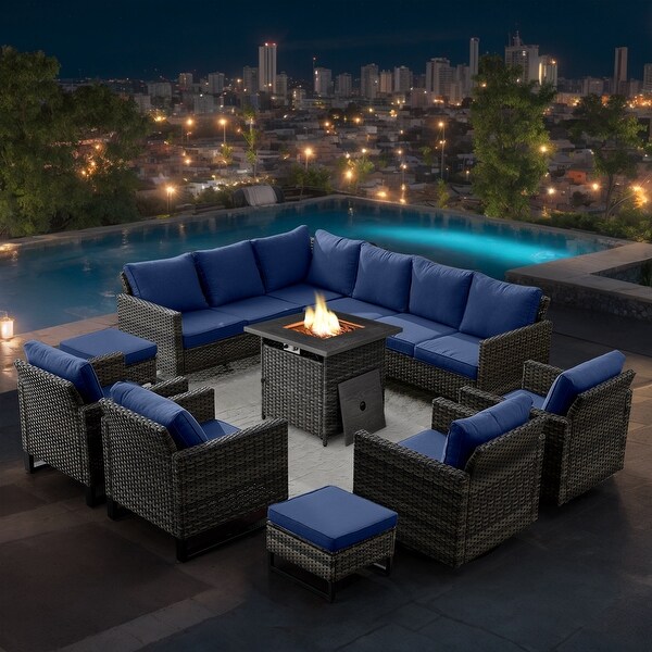 Outdoor Patio Sofa with Swivel Chairs Set