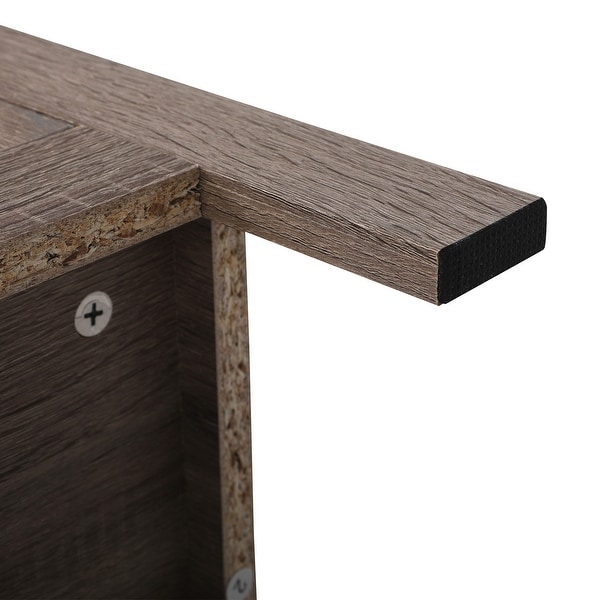 Wood Side Table Nightstand with X-Shaped Glass Door