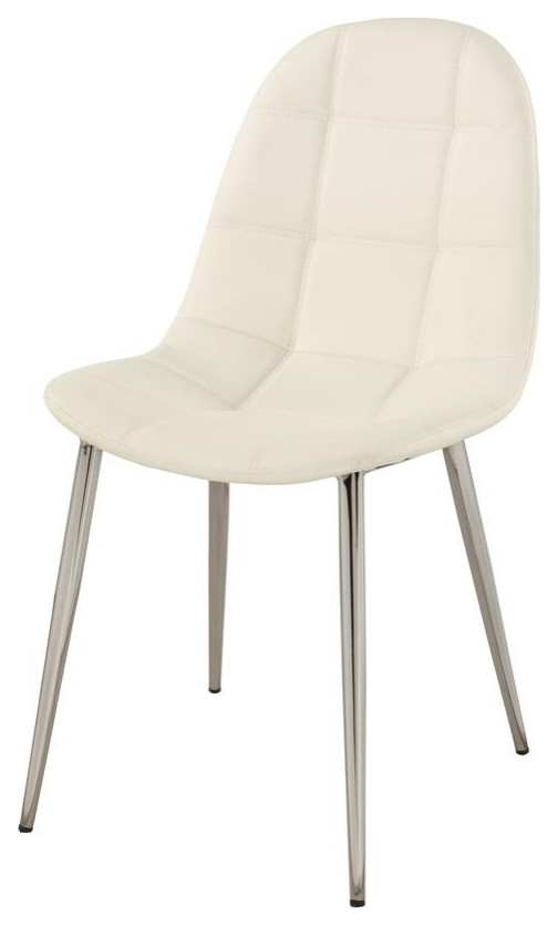 Waffle Tufted Side Chair With Bucket Seat    Set Of 4  White   Midcentury   Dining Chairs   by Homesquare  Houzz