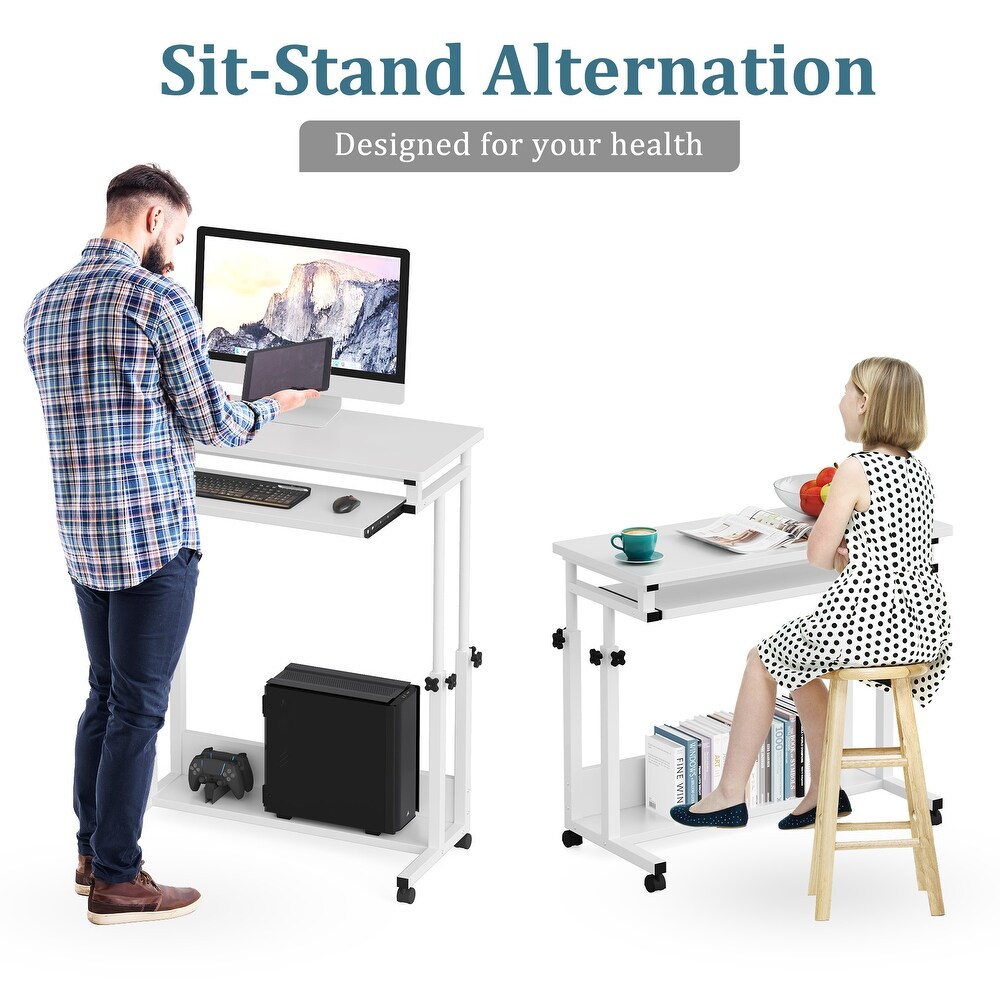 Height Adjustable Small Portable Standing Table  Laptop Desk with Keyboard Tray for Sofa and Bed