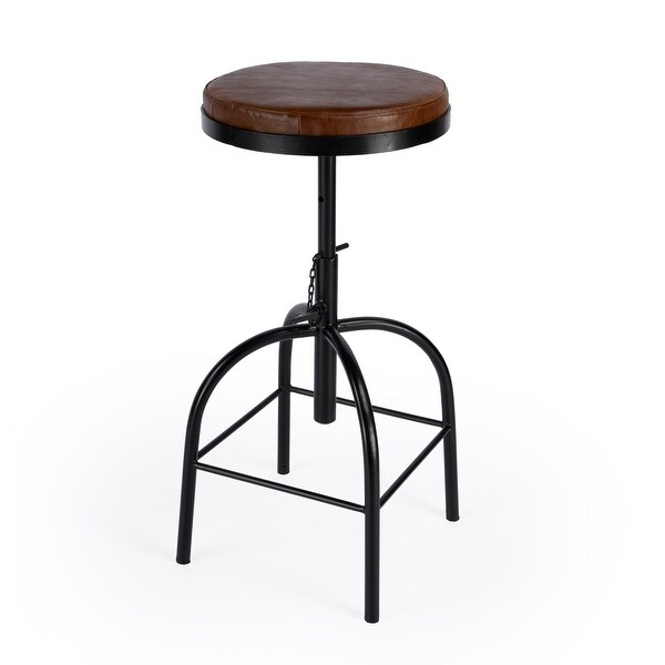 Clyde Black Leather Adjustable Bar Stool