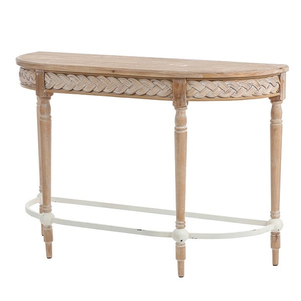 Natural Wood Half Moon Console and Entry Table - 29.9