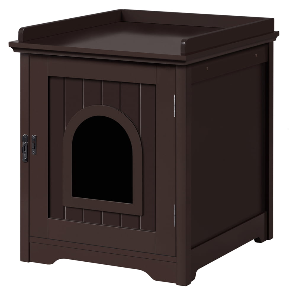 SmileMart Wooden Cat Litter Box Enclosure End Table Espresso