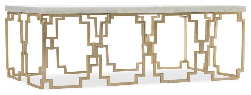 Beaumont Lane Rectangle Cocktail Table in Marble and Gold Finish   Contemporary   Coffee Tables   by Homesquare  Houzz