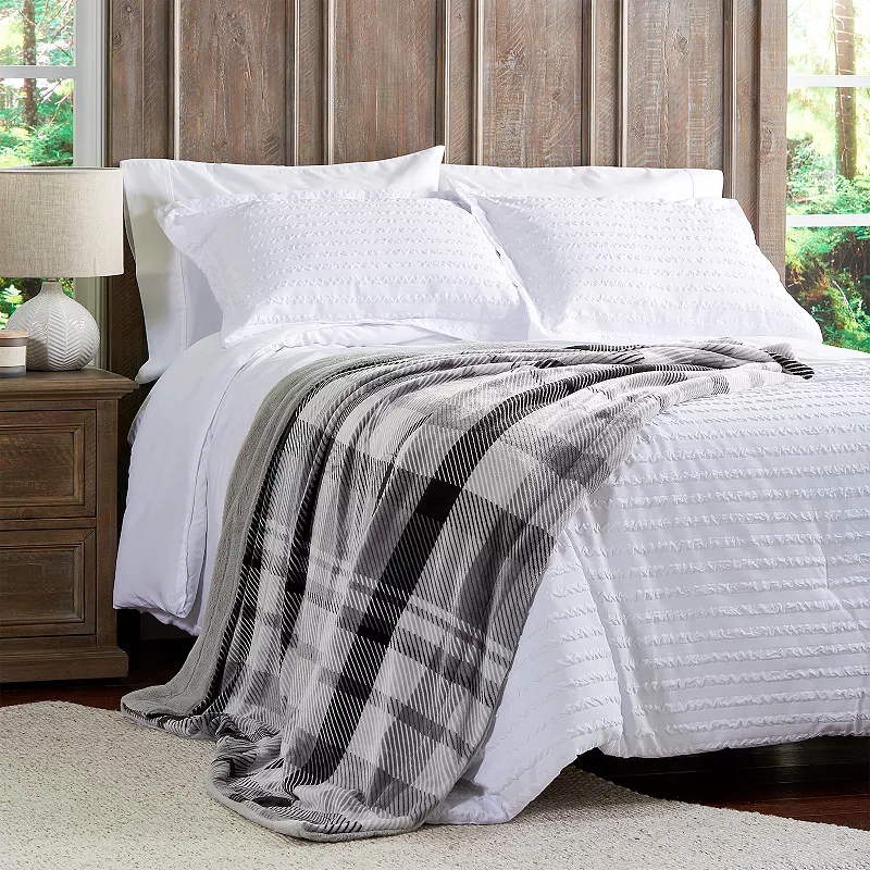 Portsmouth Home Plaid Faux Fur Throw Blanket