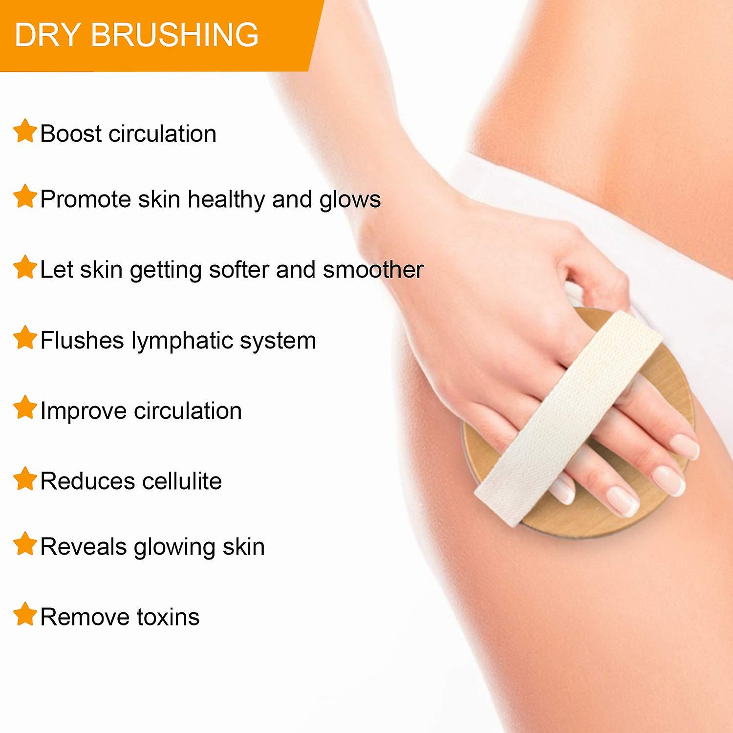 Dry Brushing Body Brush Bath Brush  Natural Bristle Gentle Exfoliating For Softergentle Massage Nodes For Treatment and Improves Lymphatic Functions， St