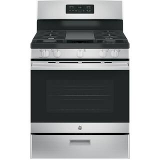 GE 30 in. 5.0 cu. ft. Freestanding Gas Range in Stainless Steel with Griddle JGBS66REKSS