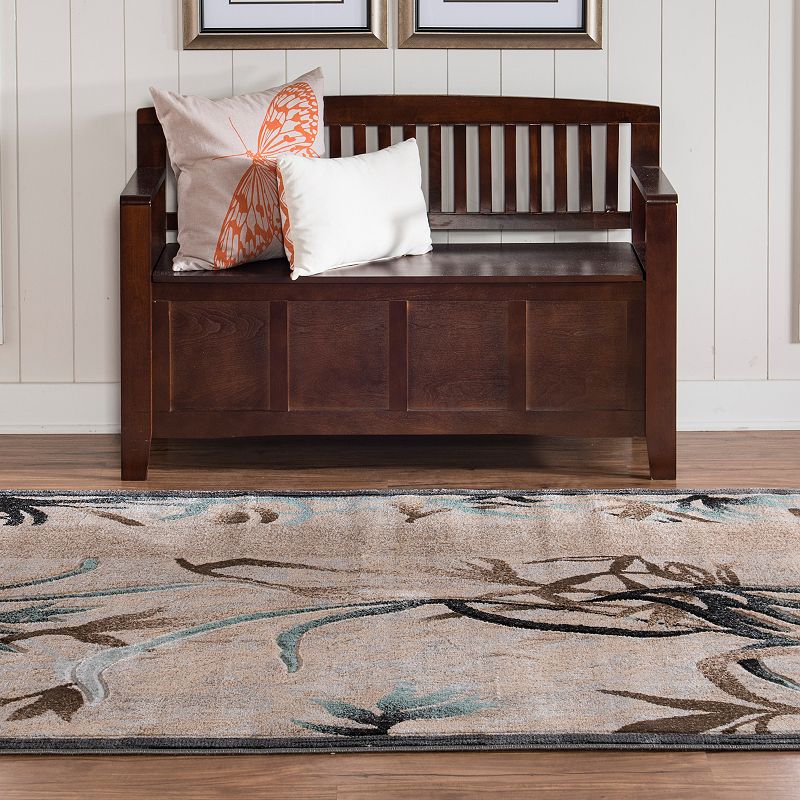 Linon Milan Framed Leaf Rug