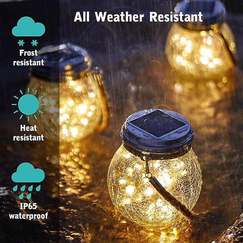 Solar Lights Outdoor Hanging Solar Lantern Crackle Glass Ball Waterproof Garden Decor Lamp For Patio/yard/tree/fence Decoration