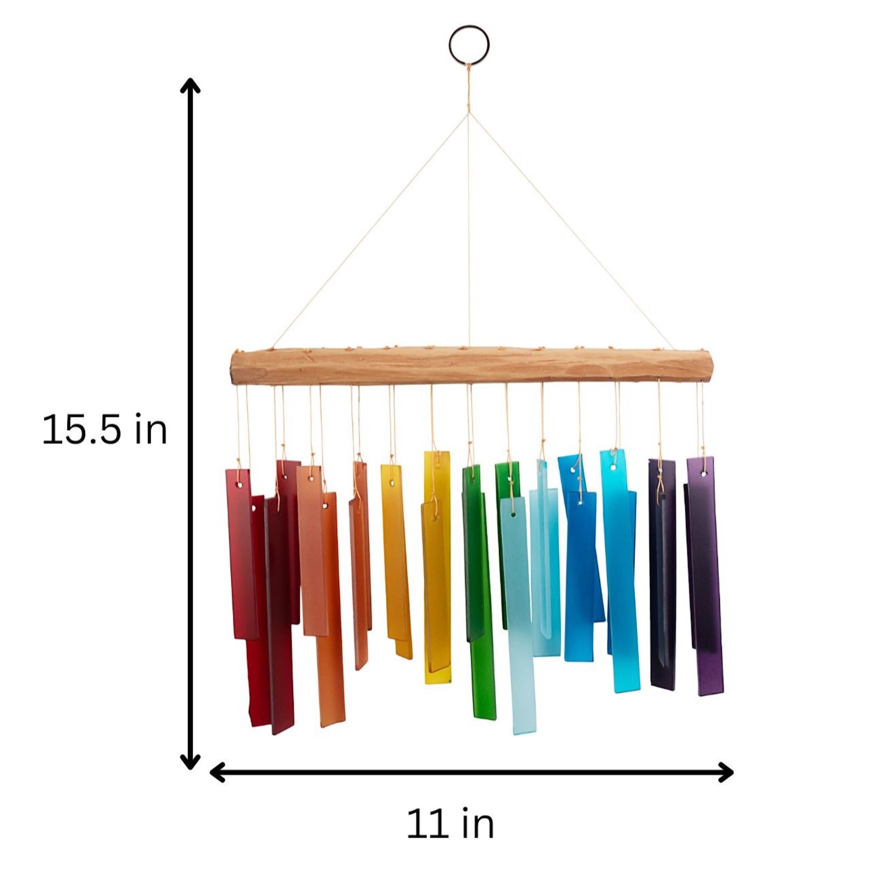 Blue Handworks Wind Chimes Color Spectrum Glass Wind Chime Garden Decor