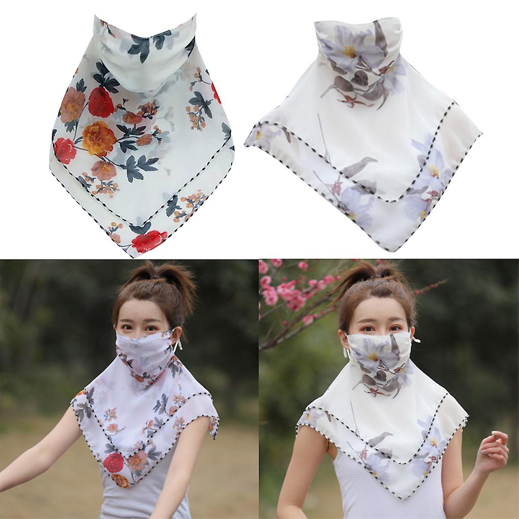 2x Ladies Half Face Mask Scarf Mouth Cover Summer  Lightweight Silky