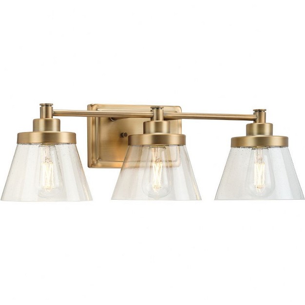 Progress Lighting Hinton 3 light Vintage Brass Bath Vanity