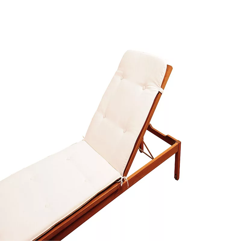 76 Brown Washburn Wheel Patio Lounger - White Cushion