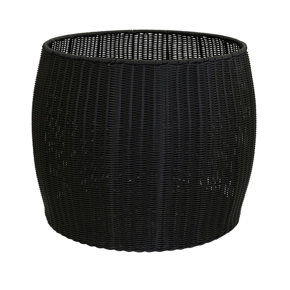 Handwoven Resin Barrel Side Table Storage Container