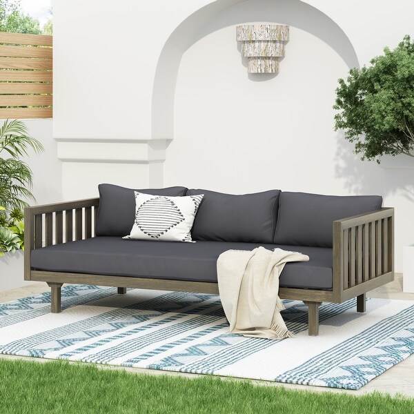 Claremont Farmhouse Outdoor 3 Seater Daybedy with Waterfabric Cushion by Christopher Knight Home