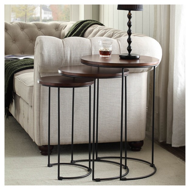 Eloise Nesting Table Set Chestnut black Carolina Chair And Table