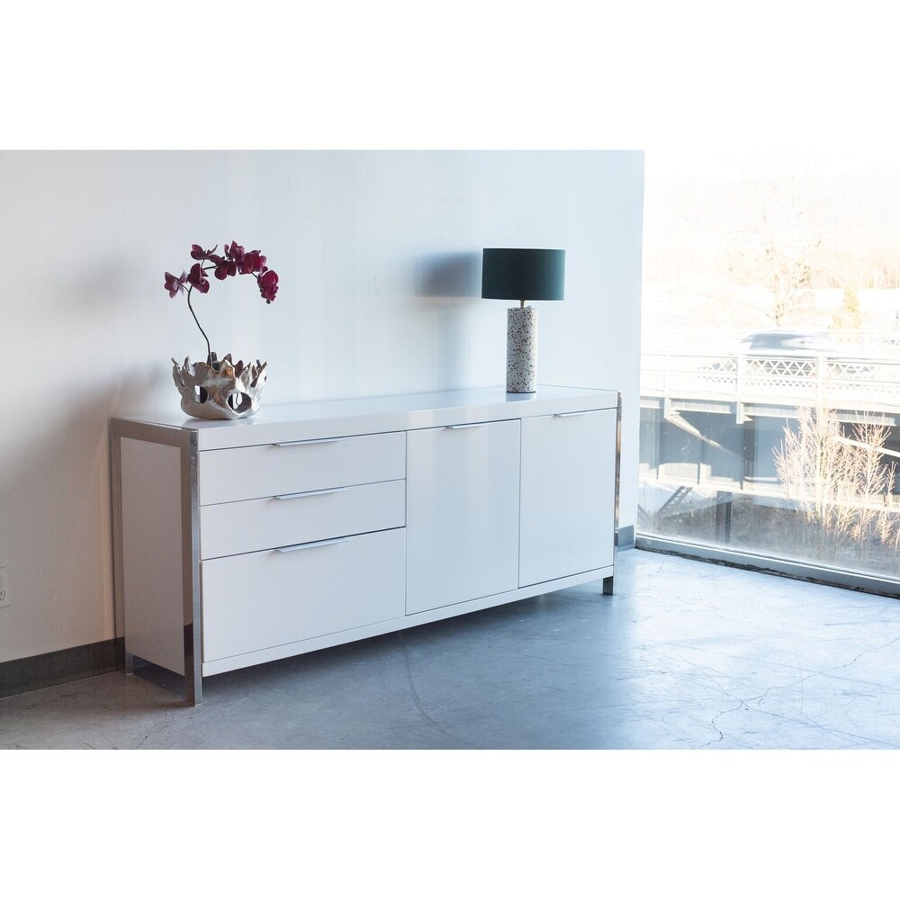 Aurelle Home Pure White Modern Storage Sideboard