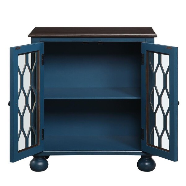 Retro Style Console Table In Antique Blue Finish