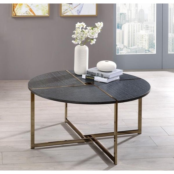 Modern Style Round Coffee Table，Metal Tube Frame