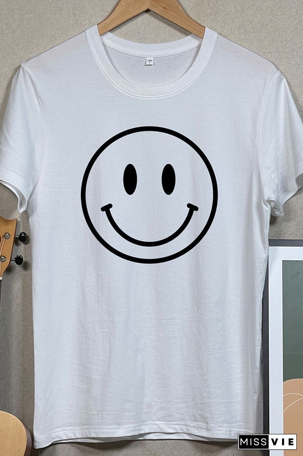 Smiley Printed Graphic Tees for Women Wholesale Short Sleeve T shirts Top