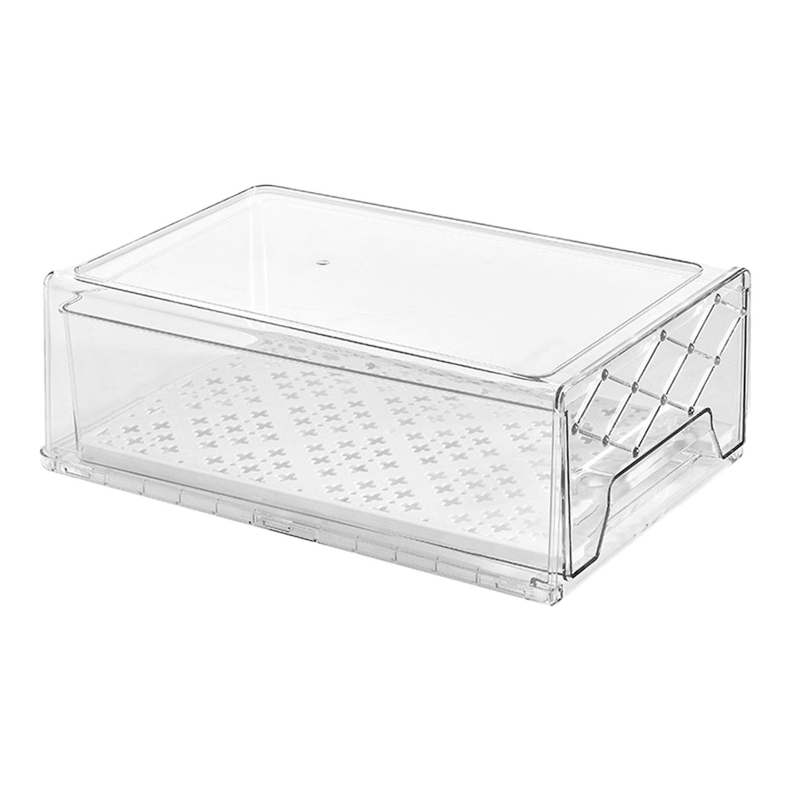 Fridge Drawers Pull Out Clear Refrigerator Organizer For Kitchen Countertops L With Drain Tray