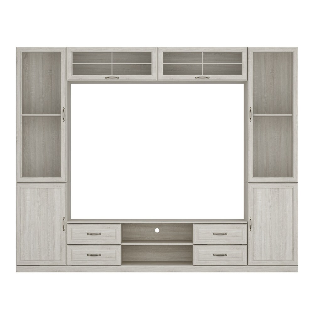 Entertainment Wall Unit w/Bridge and Glass Door TV Stand Console Table   98.4\