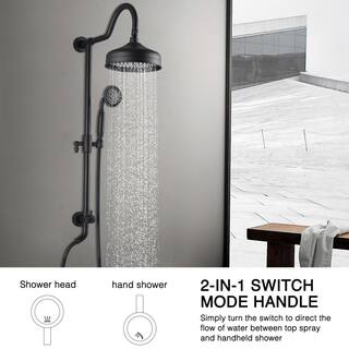 Tahanbath 1-Spray Dual Head Shower Bar System with 2-way Diverter Shower System in Matte Black X-W1219-W90175