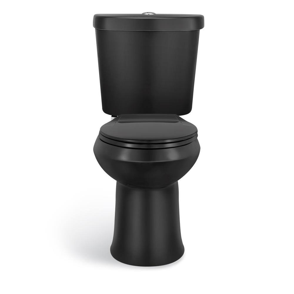 Glacier Bay 2-piece 1.1 GPF1.6 GPF High Efficiency Dual Flush Elongated Toilet in Black N2316-BLK