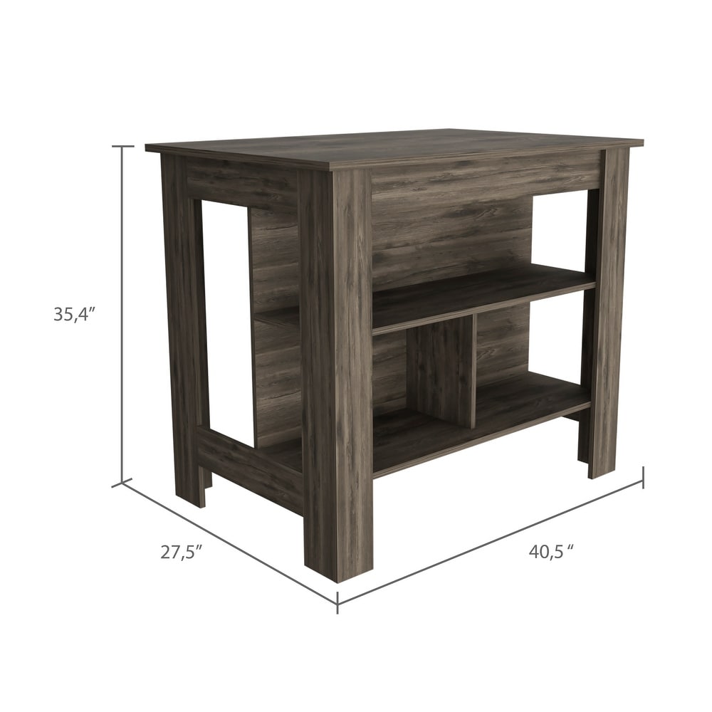 3 Shelf Kitchen Island with Open Shelf