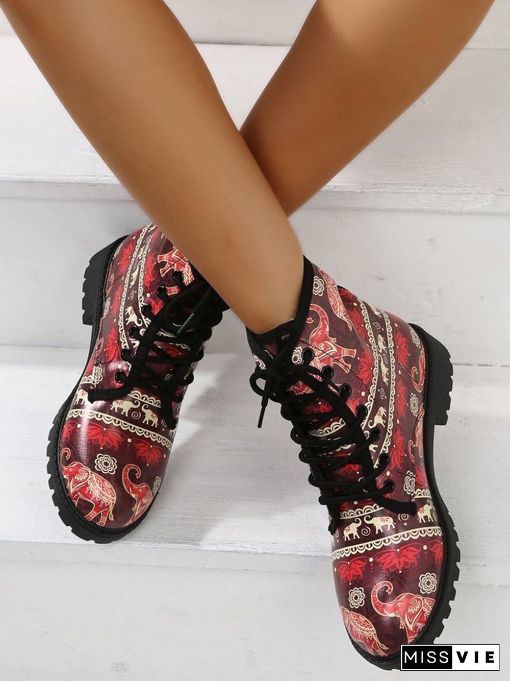 Red Elephant Ethnic Short Boots