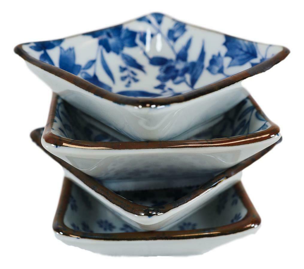 1 Japanese Multi Floral Design Square Sauce Condiment Dipping Bowls Or Dishes Set EBR02