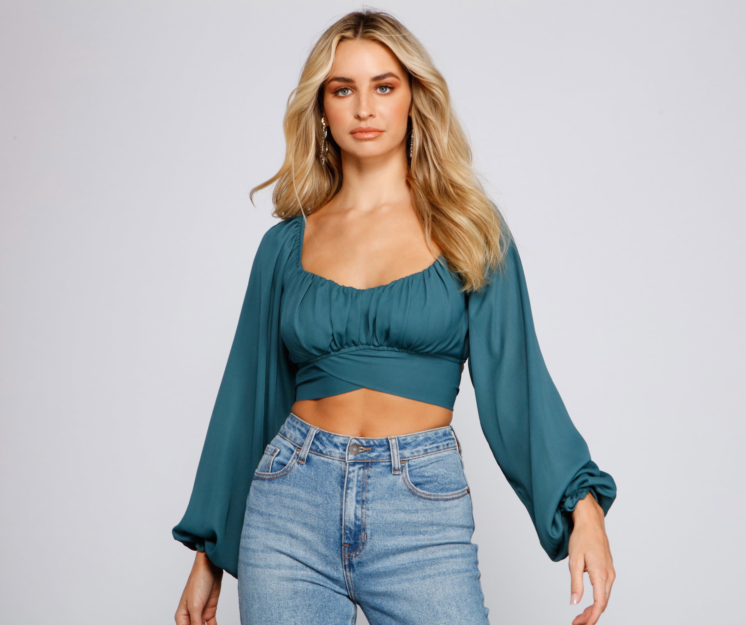 Cinched And Chic Chiffon Crop Top