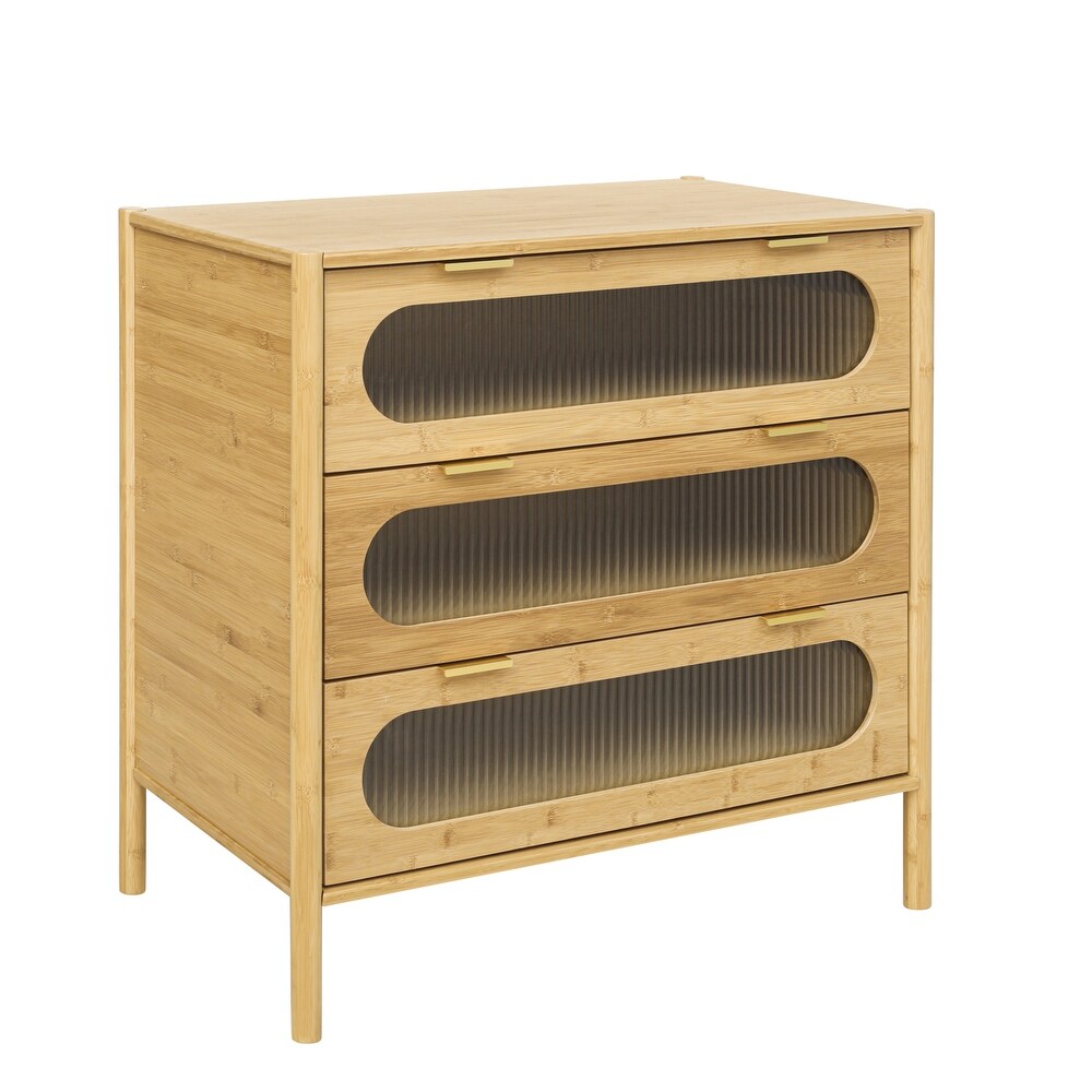 Bamboo 3 Drawer Cabinet  Buffet Sideboard Storage Cabinet