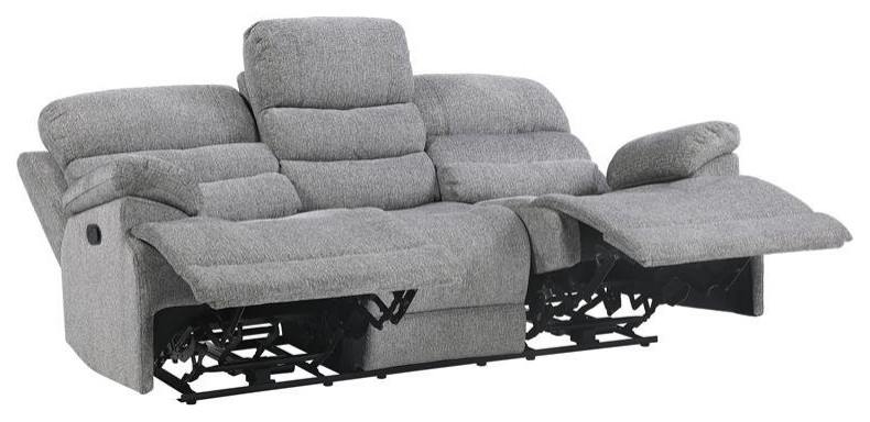 Lexicon Sherbrook Transitional Chenille Double Reclining Sofa in Gray   Transitional   Sofas   by Homesquare  Houzz