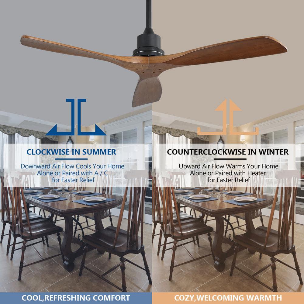 aisword 52 in Outdoor Walnut 3Blade Ceiling Fan with Remote Mounting Hardware Included