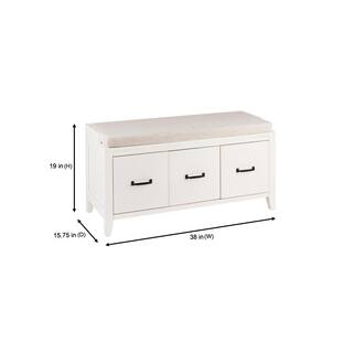 Home Decorators Collection Whitford White Wood Entryway Bench with Cushion and Concealed Storage (38 in. W x 19 in. H) SK19330Ar1-W