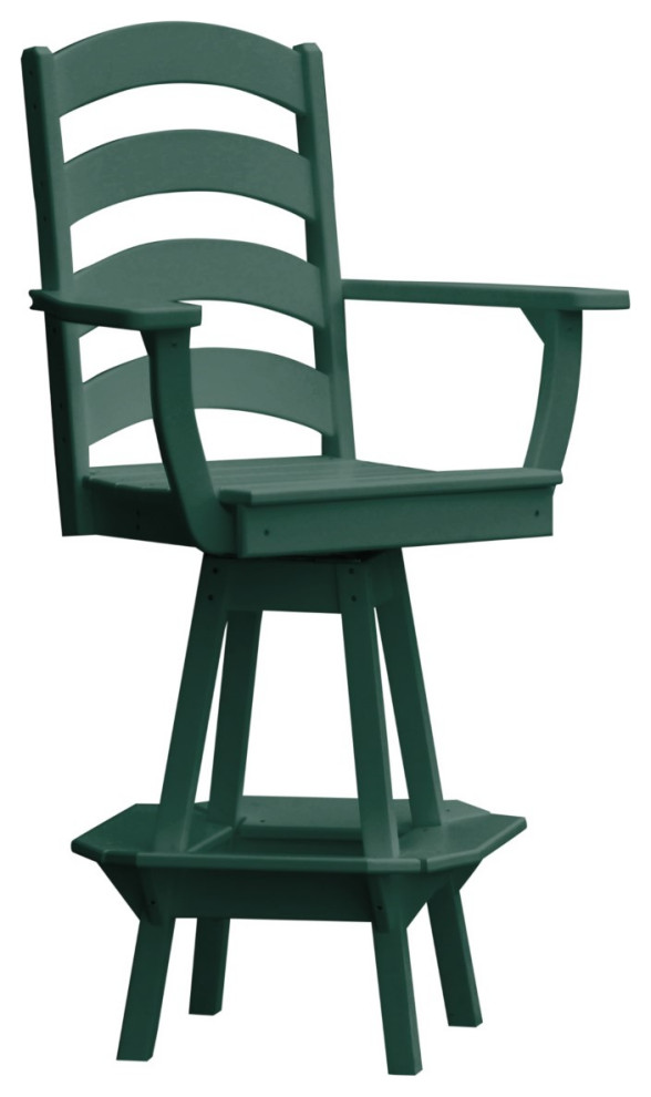 Poly Lumber Ladderback Swivel Bar Chair with Arms   Contemporary   Outdoor Bar Stools And Counter Stools   by Furniture Barn USA  Houzz