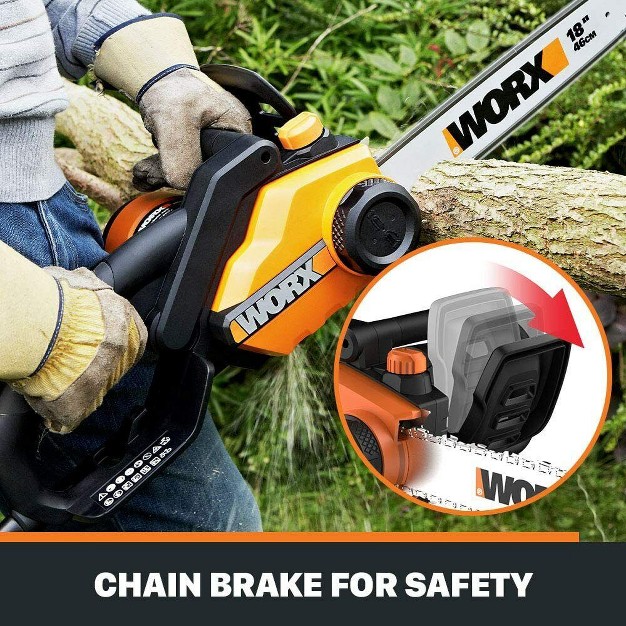 Worx Wg304 2 18in 15 Amp Electric Chainsaw With Auto tension Chain Brake