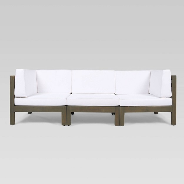 Brava 4pc Acacia Modular Sofa And Table Set Gray white Christopher Knight Home