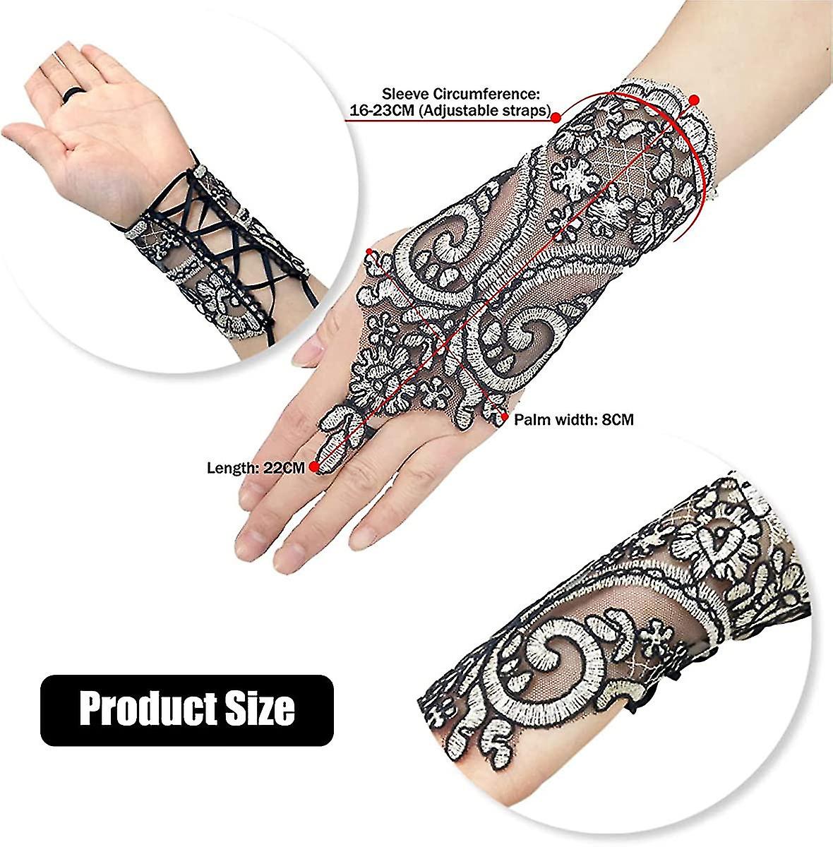 Women's Short Lace Embroidered Fingerless Gloves Sun Protection Fingerless Bridal Wrist