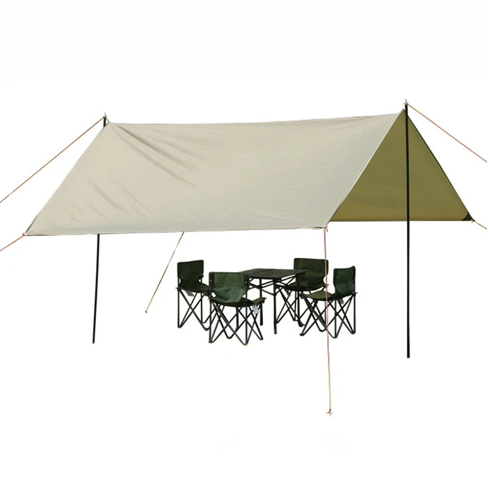 Outdoor Girder Shelter Sun Shade Rain Fly Ultralight Camping Tarp With Tent Pole Portable Waterproof Beach Tent Sun Shelter