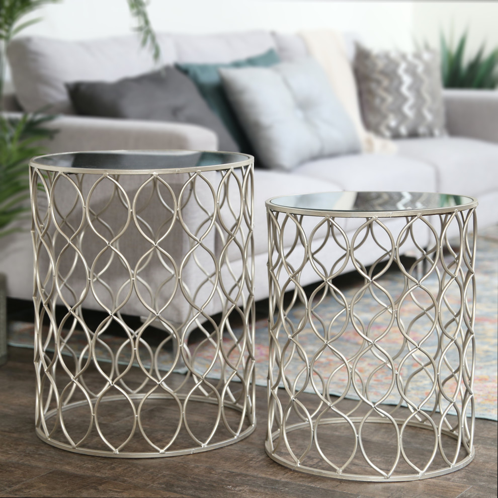 Urban Trends Metal Accent Table 2 Piece Set  Champagne   Contemporary   Coffee Table Sets   by Urban Trends Collection  Houzz