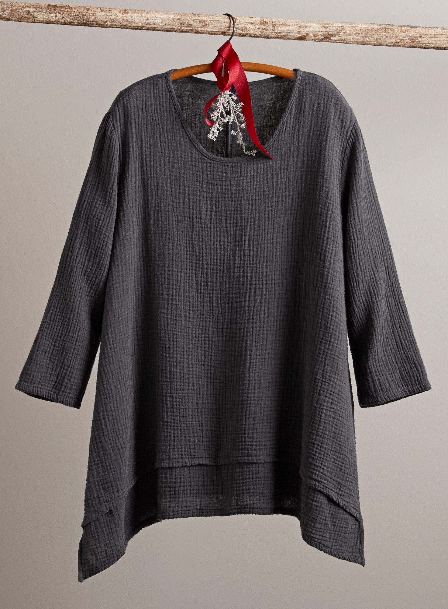 Cotton Ripple Handkerchief Hem Top