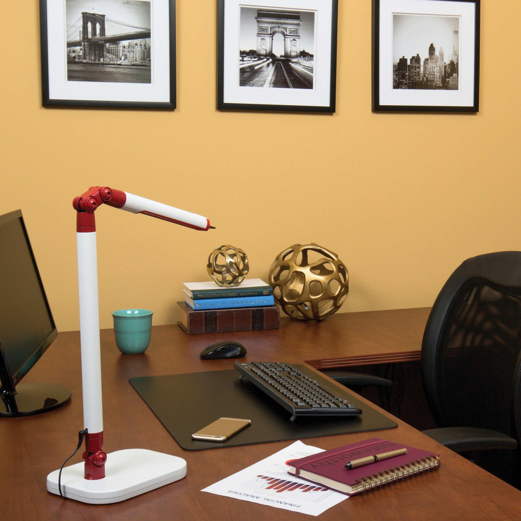 Exalt Bar Led Desk Lamp, White/Red