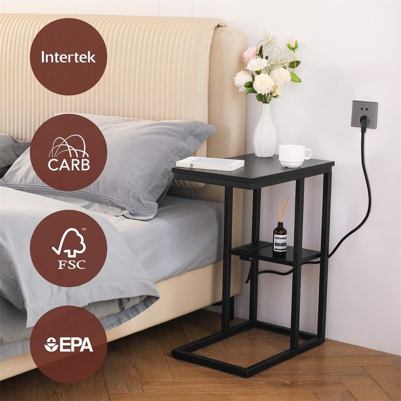 Small Side Tables with USB Ports and Outlets