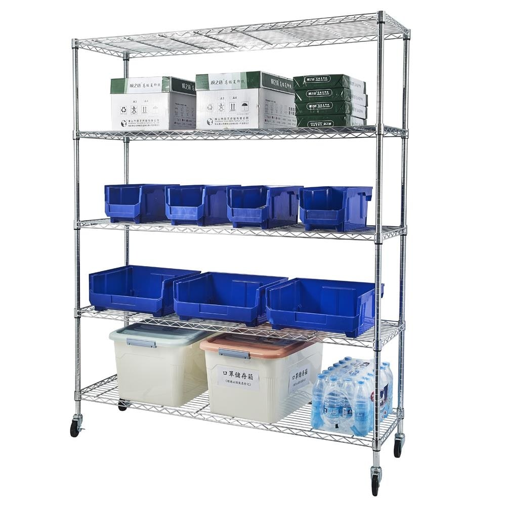 5 Tier Adjustable Metal Storage Rack Heavy Duty Storage Shelving Silver